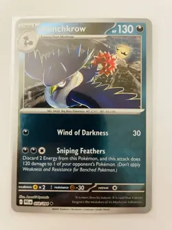 Pokemon TCG Honchkrow 58/94 ME2 Phantasmal Flames Reverse Holo NM - Image 1