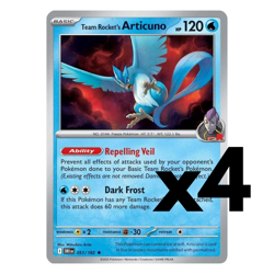 4x Team Rocket's Articuno 051/182 SV10: Destined Rivals (DRI) Pokemon Playset x4 - Image 1