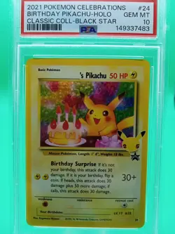 2021 Pokemon Celebrations Birthday Pikachu #24 PSA GEM MINT 10 - Image 1