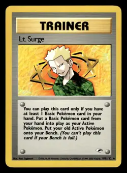 Lt. Surge 101/132 Rare Gym Heroes Pokemon Card - Image 1