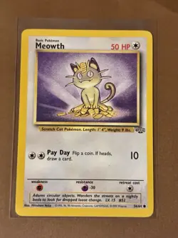 Meowth 56/64 - Jungle Set - VINTAGE WOTC Pokemon Card - Image 1