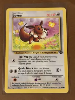 Eevee Pokemon Card Jungle Set 51/64 Common - Image 1