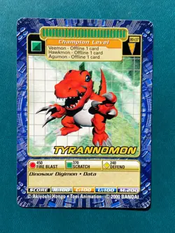 BO-137 Tyrannomon Digimon Card Digi-Battle Series 3 2000 Bandai MP - Image 1
