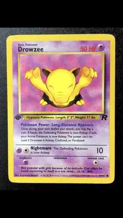 Vintage 1st Edition Drowzee 54/82 LP Team Rocket English Pokemon Card - Image 1