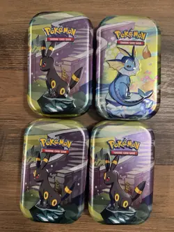 *EMPTY* Pokemon Prismatic Evolution Mini Tin Lot of 4- Including ART and COINS! - Image 1