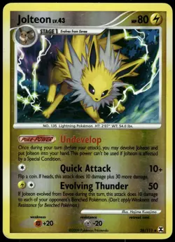 Pokemon Jolteon Rare Rising Rivals 26/111 MP Reverse Holo - Image 1