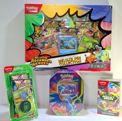 Pokemon TCG Mega Evolution Ascended Heroes: Deluxe Pin Box, Blister, Tin, Bundle - Image 1