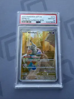 2024 Pokemon SVP EN Mimikyu #075 Paldean Fates Pokemon Center ETB Promo PSA 10 - Image 1