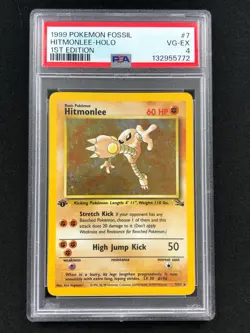 Pokemon 1999 Hitmonlee 1st Holo Fossil PSA 4 - Image 1