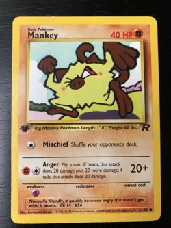 Pokemon Team Rocket 1st Edition Mankey 61/82 Excellent to Near-Mint Condition - Image 1