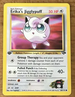 Pokemon TCG Erika’s Jigglypuff 69/132 Gym Challenge Non Holo 1st Edition Vintage - Image 1