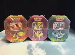 Pokemon TCG Elemental Powers Set - 3 Tin Lot GX Flareon Jolteon Vaporeon Sealed - Image 1