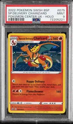 2022 POKEMON SWSH BLACK STAR PROMO #075 SPECIAL DELIVERY CHARIZARD-HOLO PSA 9 - Image 1