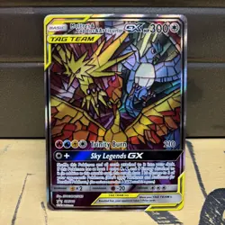 pokemon moltres zapdos articuno gx sm210 Promo Black Star Tag Team Holo Played - Image 1