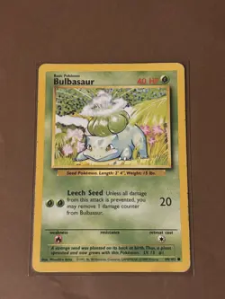 Pokemon Bulbasaur 44/102 Base Set Regular Grass MP TCG - Image 1