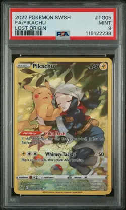 2022 POKEMON SWORD & SHIELD LOST ORIGIN #TG05 FULL ART/PIKACHU PSA 9 - Image 1