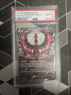 Pokemon SWSH Galarian Moltres V Chilling Reign 177 PSA 10 - Image 1
