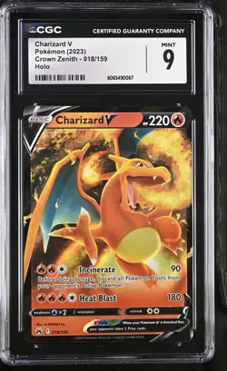 CHARIZARD V 018/159 HOLO CROWN ZENITH POKEMON CGC 9 MINT - Image 1