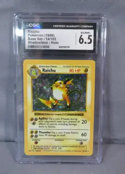 RAICHU #14/102 Pokemon Base Set HOLO Shadowless 1999 CGC 6.5 Ex/Near Mint+ - Image 1