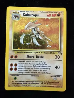 Kabutops 9/62 Holo Fossil Pokemon Card - Image 1