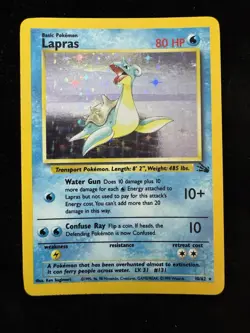 Pokemon TCG Lapras Fossil Holo Card 10/62 WOTC Vintage - Image 1