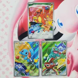Charmander 038 + Squirtle 039 + Bulbasaur 037 - First Partner Pokemon Cards L241 - Image 1