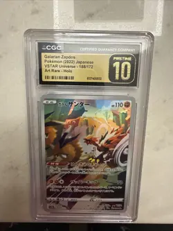 CGC 10 PRISTINE Japanese Galarian Zapdos 188/172 VSTAR Universe Pokemon Card - Image 1