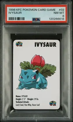 Ivysaur #02 Pokemon Card Game Mini KFC 1998 Nintendo WOTC PSA 8 POP 8 - Image 1
