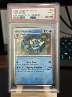 2025 POKEMON Vaporeon #168 Black star PromoSV PSA 9 - Image 1