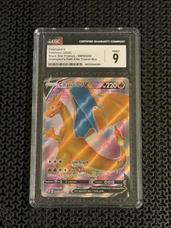 Pokemon Charizard v SWSH050 Champion's Path Black Star Promo CGC 9 - Image 1