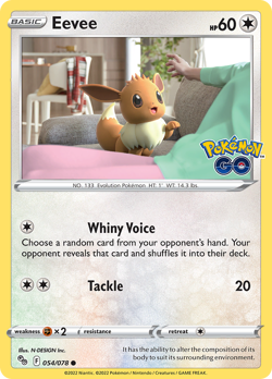 Eevee 054/078 Pokemon GO Pokemon Reverse Holo NM - Image 1