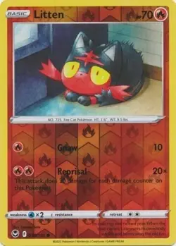 Reverse Holo Litten 030/195 Common Silver Tempest Pokemon TCG NM - Image 1