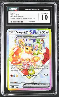 EEVEE EX 174 PRISMATIC EVOLUTIONS SUPER-PREMIUM COLL. POKEMON CGC 10 GEM MINT - Image 1