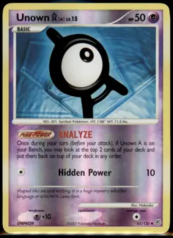 Pokemon Unown A [Reverse Holo] #65 - Pokemon Diamond & Pearl - Image 1