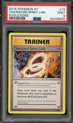 Pokemon 2016 XY Charizard Spirit Link Evolutions 75/100 PSA 9 Mint - Image 1