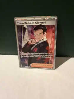 Pokemon Team Rocket's Giovanni Ultra Rare Full Art Holo 225/182 Sv10 Trainer - Image 1