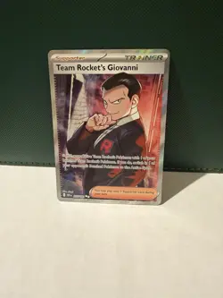 Pokemon Team Rocket's Giovanni Ultra Rare Full Art Holo 225/182 Sv10 Trainer - Image 2