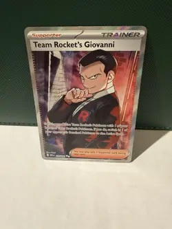 Pokemon Team Rocket's Giovanni Ultra Rare Full Art Holo 225/182 Sv10 Trainer - Image 3