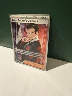 Pokemon Team Rocket's Giovanni Ultra Rare Full Art Holo 225/182 Sv10 Trainer - Image 4