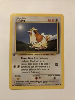 Pokemon TCG Pidgey Base Set 57/102 Regular 1st Edition Common Spanish - Image 1