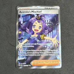 2025 POKEMON MEGA EVOLUTION #165/132 ACEROLA'S MISCHIEF FULL ART ULTRA RARE - Image 1