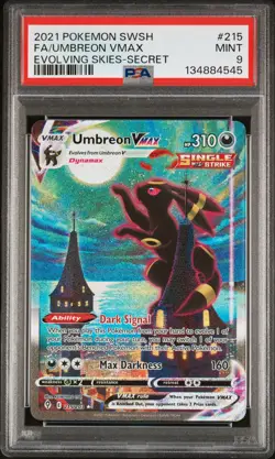 2021 POKEMON SWSH EVOLVING SKIES SECRET FULL ART #215 UMBREON VMAX PSA 9 - Image 1