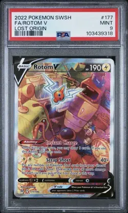 PSA 9 Mint Pokemon Rotom v Lost Origin Alternate Art 177/196 TCG 2022 - Image 1