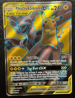 Pikachu & Zekrom GX 162/181 MP Full Art Ultra Rare SM Team Up Pokemon Card! - Image 1
