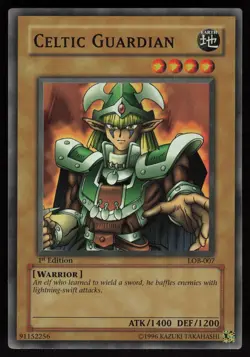 Celtic Guardian LOB-007 GLOSSY Super Rare 1st Edition Yu-Gi-Oh - Image 1