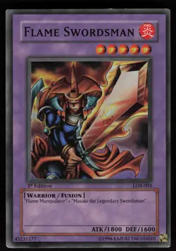 Flame Swordsman LOB-003 GLOSSY Super Rare 1st Edition Yu-Gi-Oh - Image 1