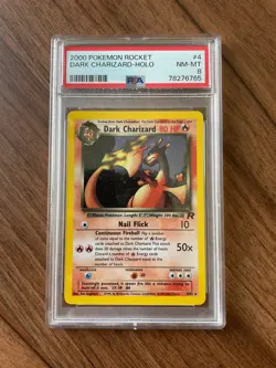 Pokemon Dark Charizard 4/82 Team Rocket Unlimited Holo Rare Card PSA 8 WOTC 2000 - Image 3