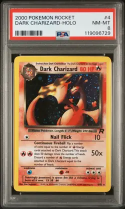 Pokemon Dark Charizard Team Rocket Unlimited Holo Rare #4 PSA 8 - Image 1