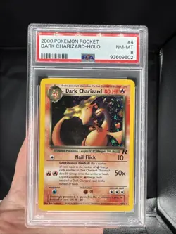2000 Pokemon Team Rocket Dark Charizard 4/82 Holo Rare Unlimited PSA 8 - Image 1