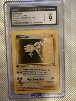 1999 Pokemon TCG Fossil Hitmonlee Holo 1st Edition CGC 9 7/62 Card Stock - Image 1